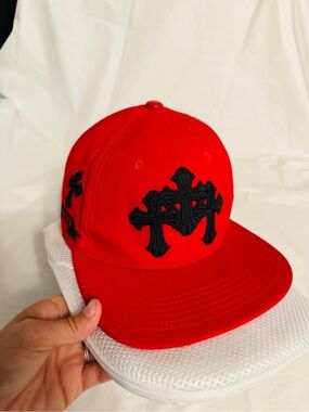 Eternity BC/AD Red Black Gothic Cross Snapback Hat KING Embroidered Streetwear